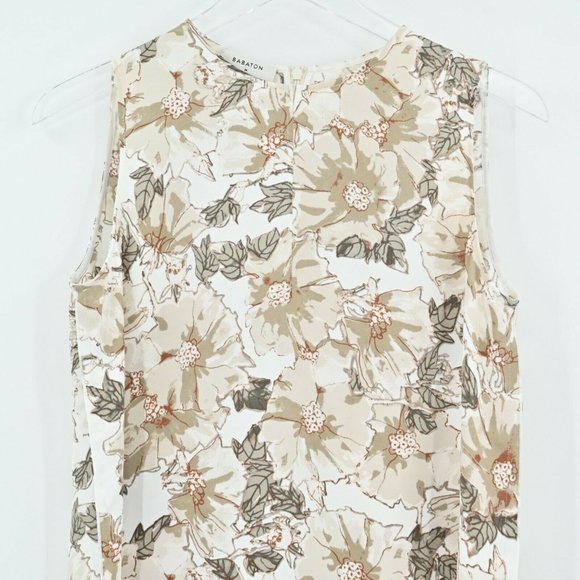 BABATON Aritzia Womens Size Medium Tan Floral Wieland Blouse Espace Desert Beige - Picture 3 of 10